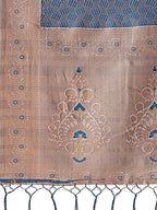 Shree Shyam Fashion Graceful Blue & Beige Lichi Silk Saree with Elegant Woven Pallu - Timeless Beauty for Every Occasion | Grocsy