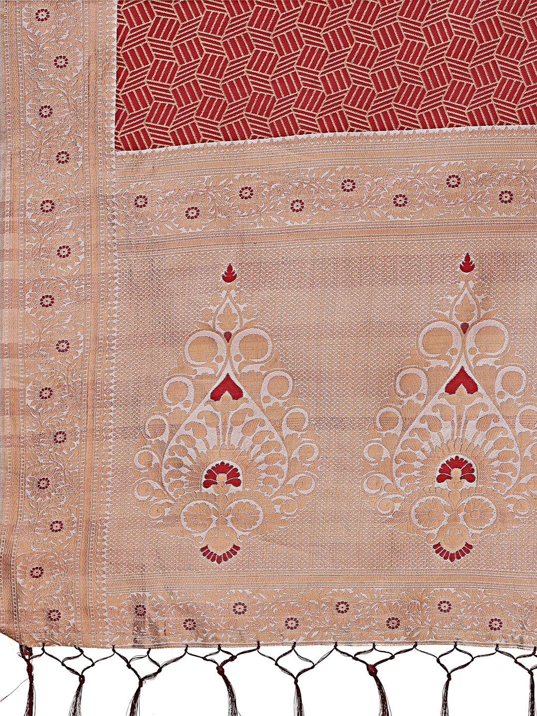 Shree Shyam Fashion Graceful Pink & Beige Lichi Silk Saree with Elegant Woven Pallu - Timeless Beauty for Every Occasion | Grocsy