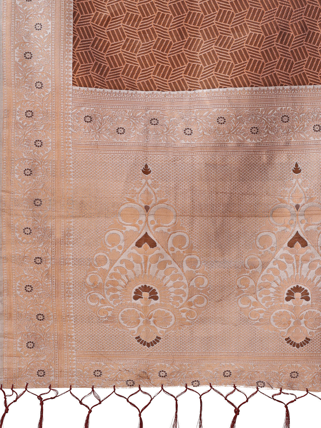 Shree Shyam Fashion Graceful Brown & Beige Lichi Silk Saree with Elegant Woven Pallu - Timeless Beauty for Every Occasion | Grocsy
