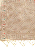 Shree Shyam Fashion Cream Cotton Woven Zari Work Traditional Tassel Saree | Grocsy