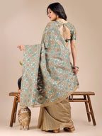 Shree Shyam Fashion Beige Cotton Woven Zari Work Traditional Tassel Saree | Grocsy