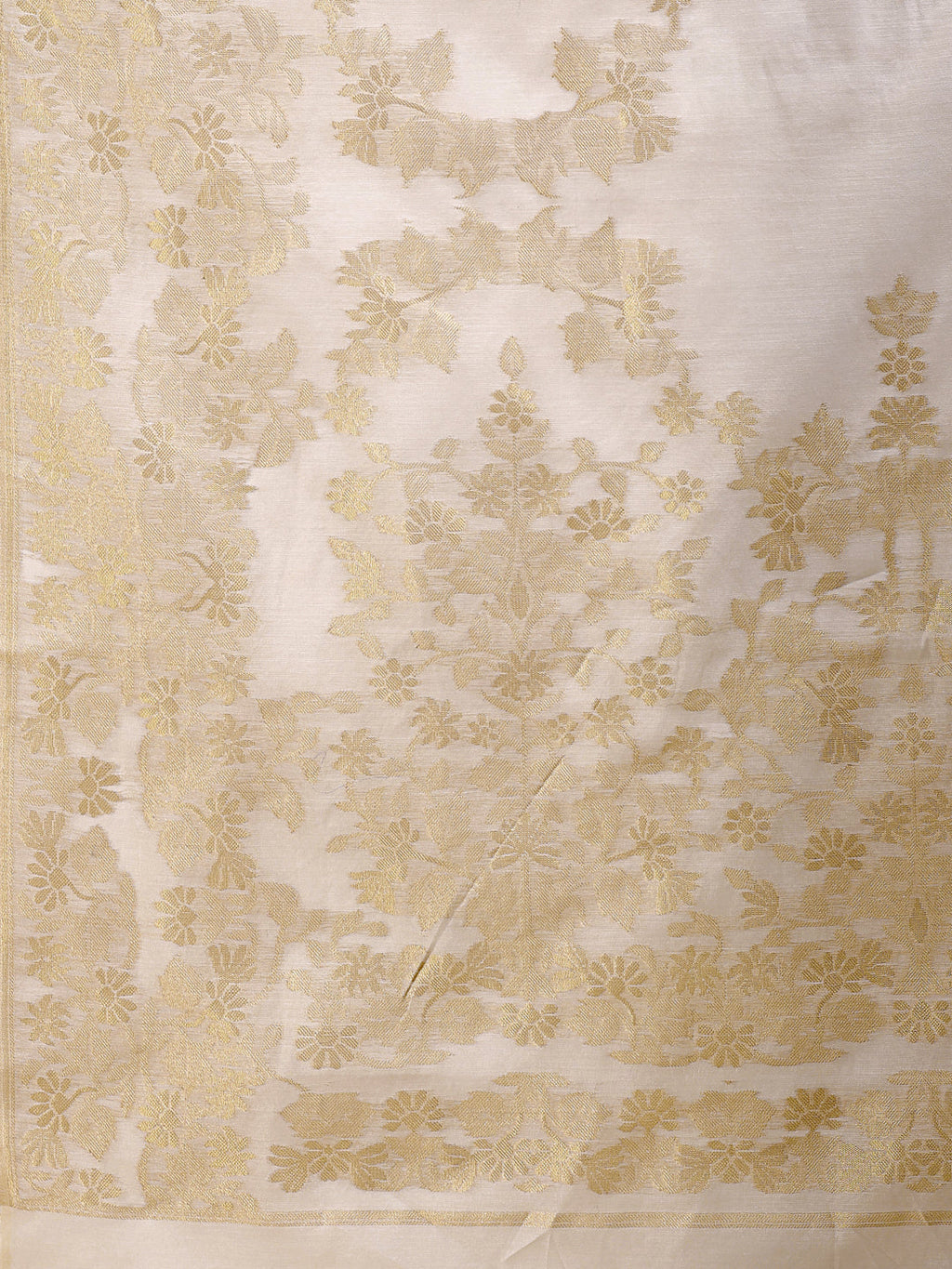 Shree Shyam Fashion Off White Cotton Woven Zari Work Traditional Tassel Saree | Grocsy