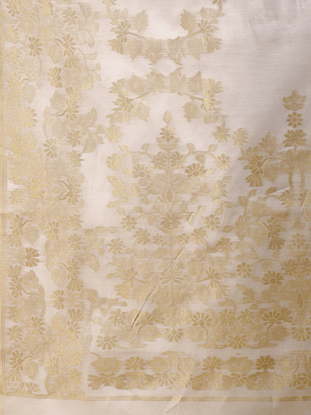 Shree Shyam Fashion Off White Cotton Woven Zari Work Traditional Tassel Saree | Grocsy