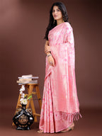 Shree Shyam Fashion Pink Linen Cotton Saree - Elegant Simplicity for Everyday Grace | Grocsy