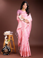 Shree Shyam Fashion Pink Linen Cotton Saree - Elegant Simplicity for Everyday Grace | Grocsy