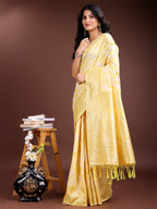 Shree Shyam Fashion Yellow Linen Cotton Saree - Elegant Simplicity for Everyday Grace | Grocsy