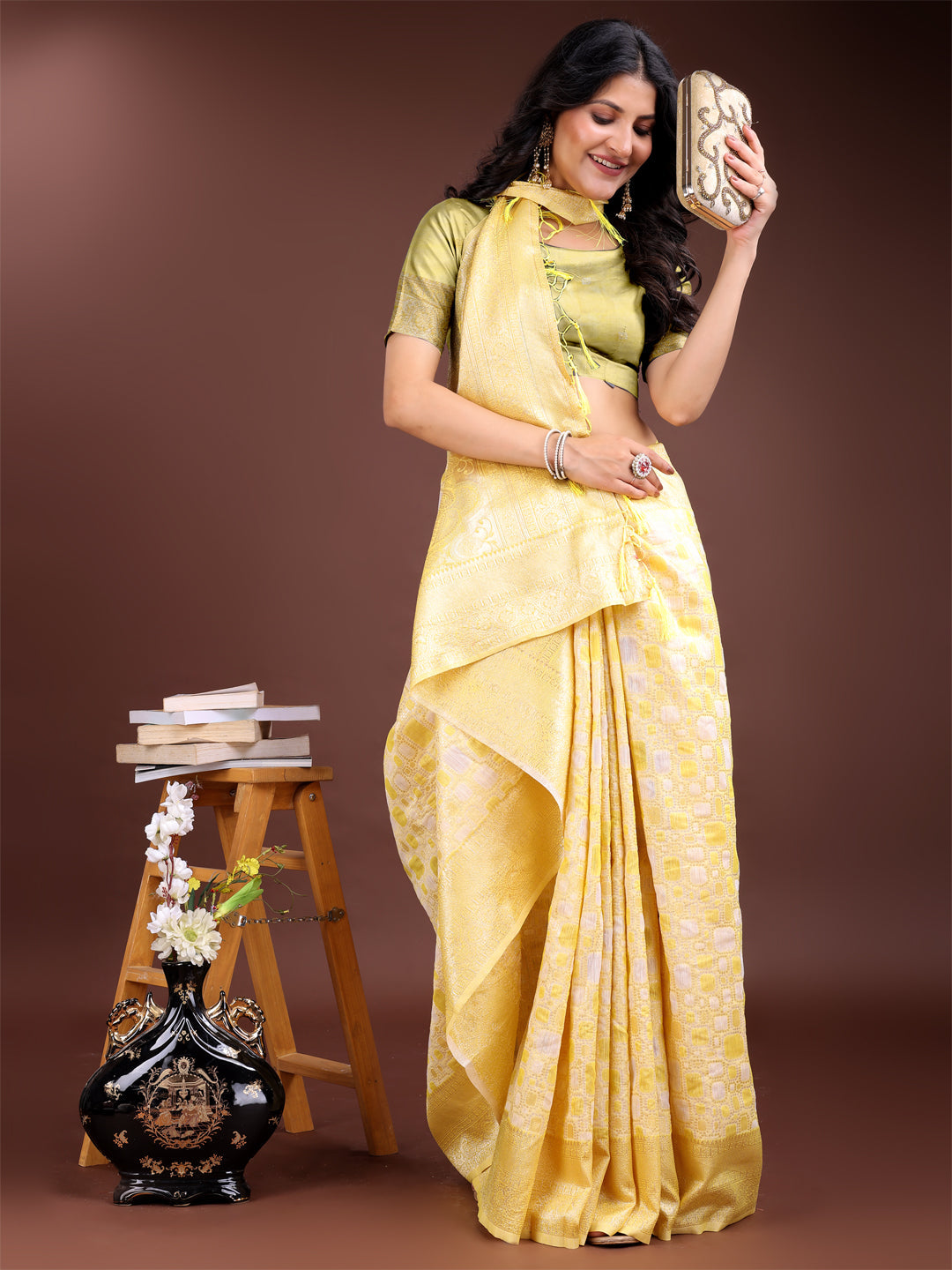 Shree Shyam Fashion Yellow Linen Cotton Saree - Elegant Simplicity for Everyday Grace | Grocsy