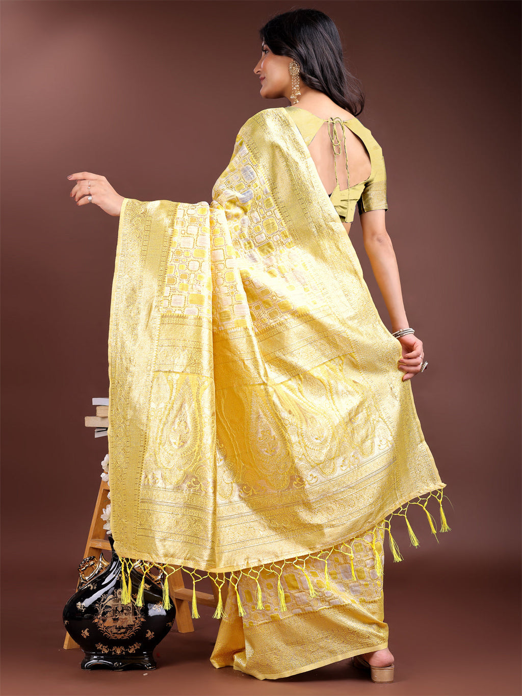 Shree Shyam Fashion Yellow Linen Cotton Saree - Elegant Simplicity for Everyday Grace | Grocsy