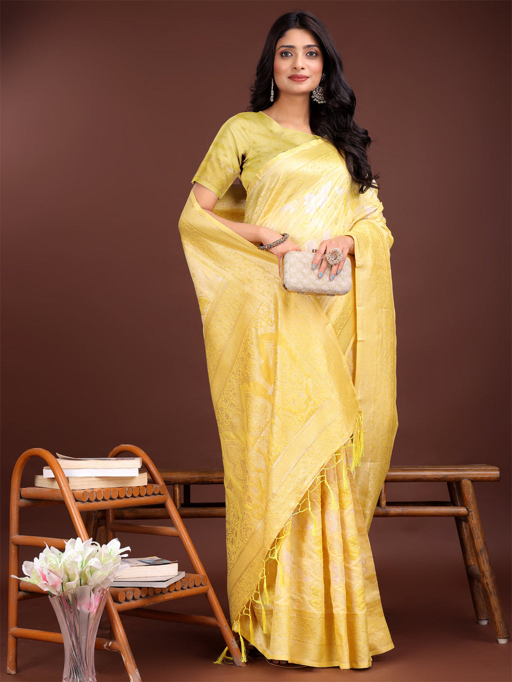 Shree Shyam Fashion Elegant Yellow Cotton Saree with Golden Zari Work - Graceful Comfort for Everyday & Festive Wear | Grocsy