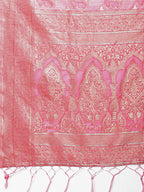Shree Shyam Fashion Elegant Pink Cotton Saree with Golden Zari Work - Graceful Comfort for Everyday & Festive Wear | Grocsy