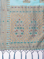 Shree Shyam Fashion Elegant Sea Green Linen Saree with Intricate Woven Patterns - Lightweight Grace for Everyday and Festive Moments | Grocsy