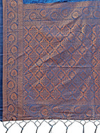 Shree Shyam Fashion Majestic Royal Blue Banarasi Silk Saree with Golden Zari - Timeless Indian Ethnic Elegance for Weddings & Festive Occasions | Grocsy