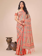 Shree Shyam Fashion Elegant Cream Jacquard Linen Cotton Saree with Traditional Multicolor Weave & Tassel Pallu - Festive & Casual Wear for Women | Grocsy