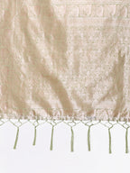 Shree Shyam Fashion Light Green Linen Cotton Woven Zari Work Traditional Tassel Saree | Grocsy