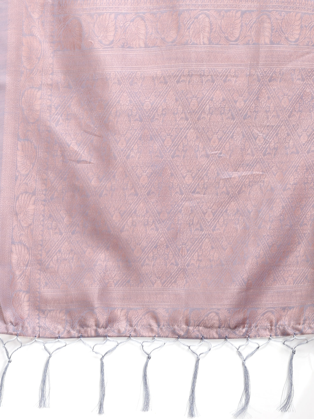 Shree Shyam Fashion Grey Linen Cotton Woven Zari Work Traditional Tassel Saree | Grocsy