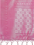 Shree Shyam Fashion Vibrant Pink & Magenta Lichi Silk Saree with Rich Woven Border and Contrast Blouse - Festive & Wedding Wear | Grocsy