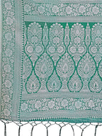 Shree Shyam Fashion Light Green & Green Lichi Silk Saree with Rich Woven Border and Zigzag Pattern - Wedding & Festive Wear | Grocsy