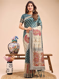 Shree Shyam Fashion Grace in Every Thread - Sea Green & Beige Linen Cotton Saree with Royal Paisley Charm | Grocsy