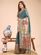 Shree Shyam Fashion Grace in Every Thread - Sea Green & Beige Linen Cotton Saree with Royal Paisley Charm | Grocsy
