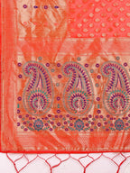 Shree Shyam Fashion Grace in Every Thread - Peach & Beige Linen Cotton Saree with Royal Paisley Charm | Grocsy