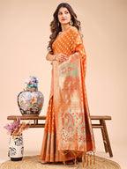 Shree Shyam Fashion Grace in Every Thread - Mustard & Beige Linen Cotton Saree with Royal Paisley Charm | Grocsy