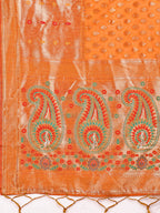 Shree Shyam Fashion Grace in Every Thread - Mustard & Beige Linen Cotton Saree with Royal Paisley Charm | Grocsy