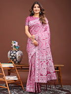 Shree Shyam Fashion Graceful Pink Printed Saree - A Symphony of Culture and Feminine Charm | Grocsy