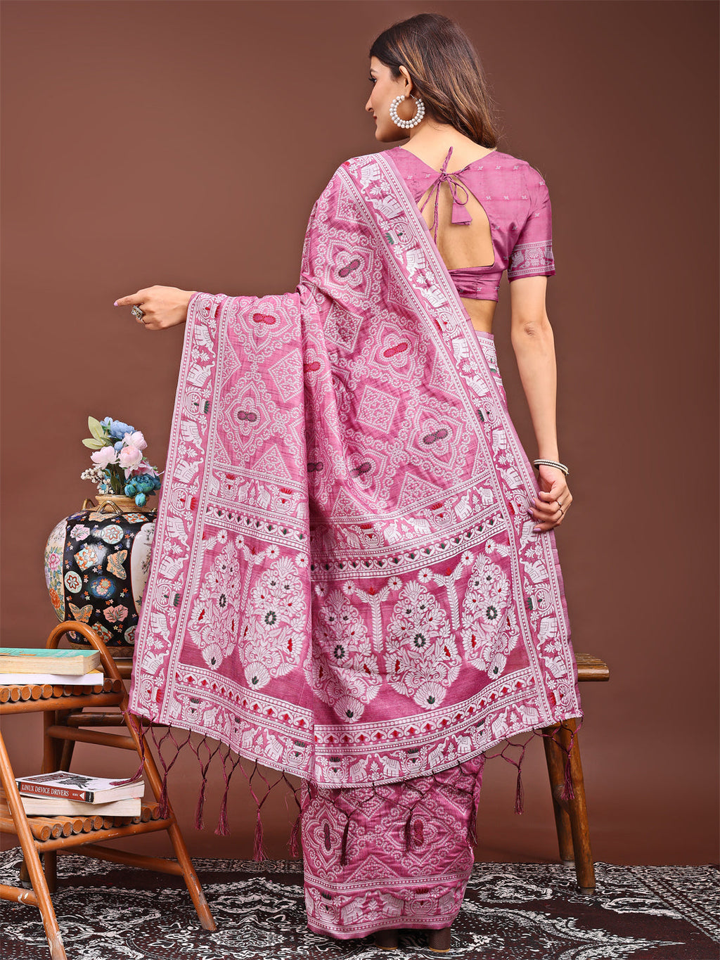 Shree Shyam Fashion Graceful Pink Printed Saree - A Symphony of Culture and Feminine Charm | Grocsy