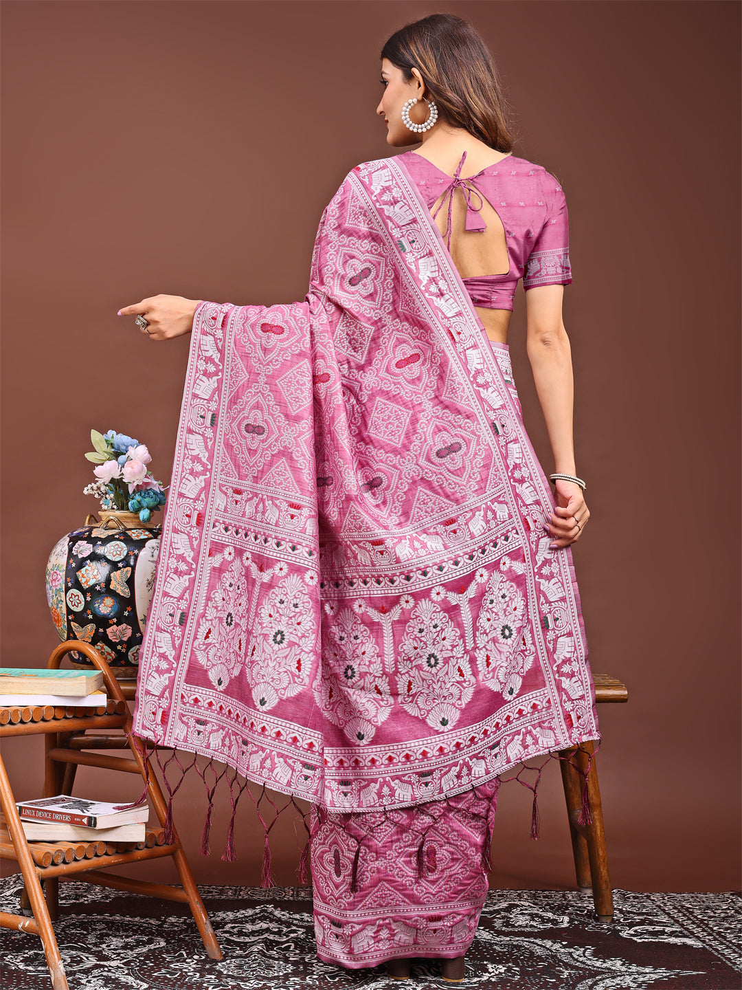 Shree Shyam Fashion Graceful Pink Printed Saree - A Symphony of Culture and Feminine Charm | Grocsy