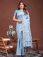 Shree Shyam Fashion Graceful Sky Blue Printed Saree - A Symphony of Culture and Feminine Charm | Grocsy