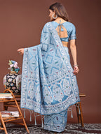 Shree Shyam Fashion Graceful Sky Blue Printed Saree - A Symphony of Culture and Feminine Charm | Grocsy
