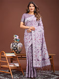 Shree Shyam Fashion Graceful Purple Printed Saree - A Symphony of Culture and Feminine Charm | Grocsy