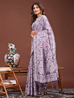 Shree Shyam Fashion Graceful Purple Printed Saree - A Symphony of Culture and Feminine Charm | Grocsy