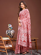 Shree Shyam Fashion Graceful Peach Printed Saree - A Symphony of Culture and Feminine Charm | Grocsy