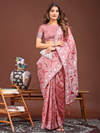 Shree Shyam Fashion Graceful Peach Printed Saree - A Symphony of Culture and Feminine Charm | Grocsy