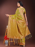 Shree Shyam Fashion Mustard Linen Cotton Saree with Woven Geometric Zari Motifs - Elegant Festive Wear for Women | Grocsy