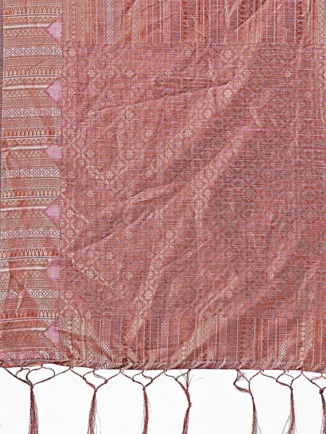 Shree Shyam Fashion Purple Linen Cotton Saree with Woven Geometric Zari Motifs - Elegant Festive Wear for Women | Grocsy