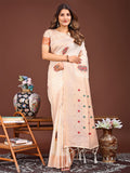 Shree Shyam Fashion Elegant Cream Woven Work Saree - A Whiff of Tradition Wrapped in Grace | Grocsy