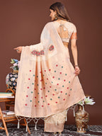 Shree Shyam Fashion Elegant Cream Woven Work Saree - A Whiff of Tradition Wrapped in Grace | Grocsy
