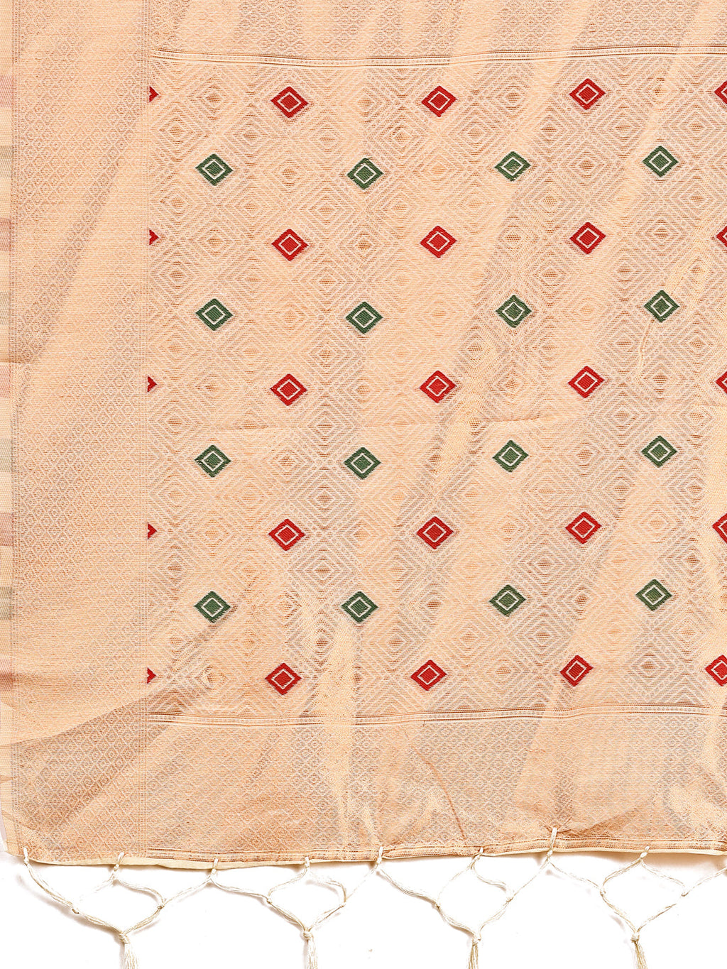 Shree Shyam Fashion Elegant Cream Woven Work Saree - A Whiff of Tradition Wrapped in Grace | Grocsy