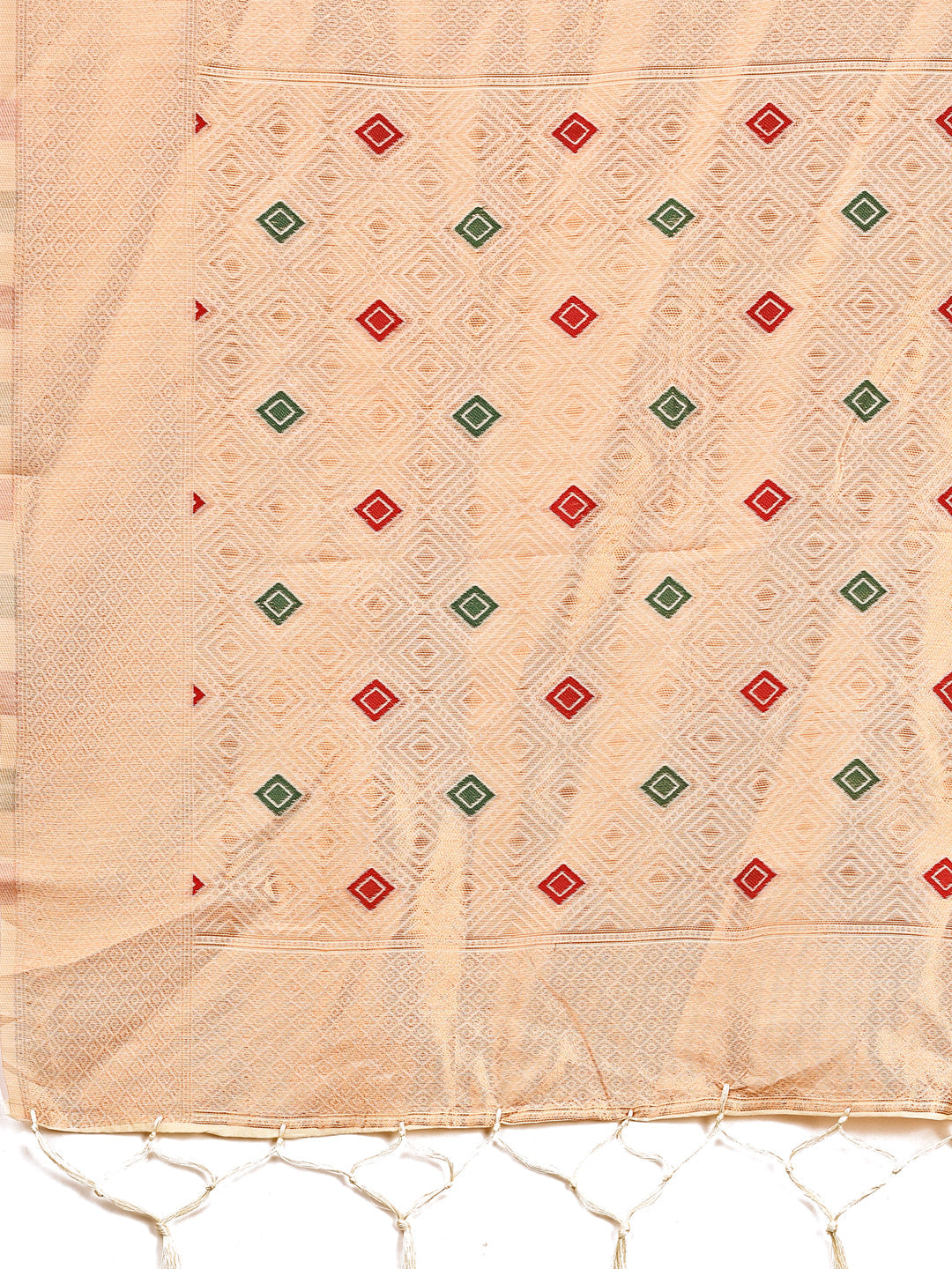 Shree Shyam Fashion Elegant Cream Woven Work Saree - A Whiff of Tradition Wrapped in Grace | Grocsy