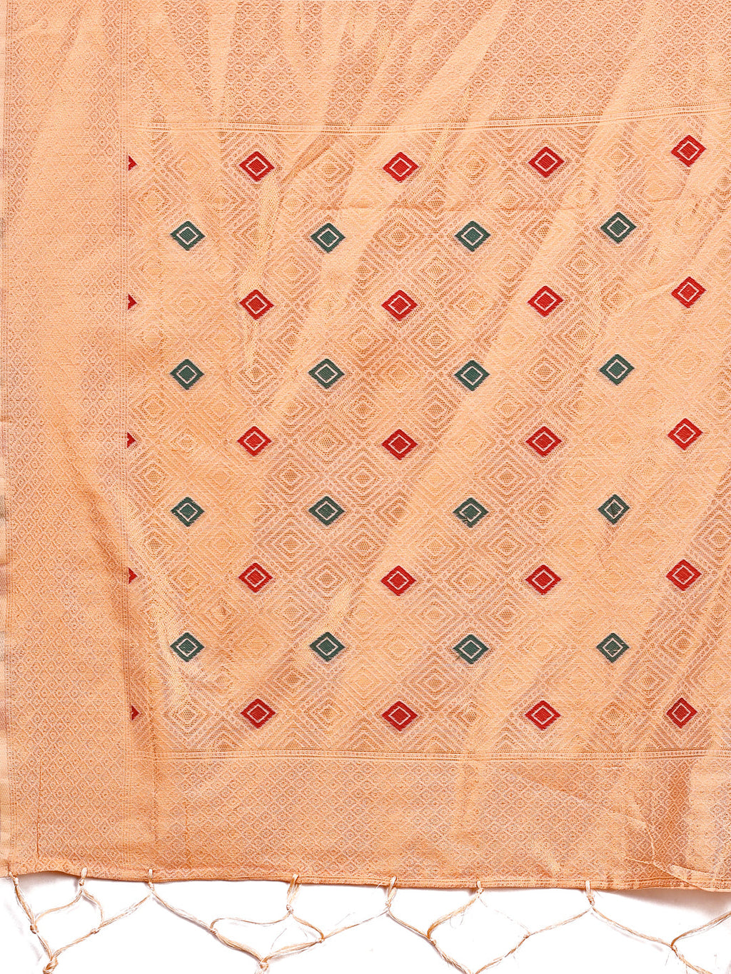 Shree Shyam Fashion Elegant Peach Woven Work Saree - A Whiff of Tradition Wrapped in Grace | Grocsy