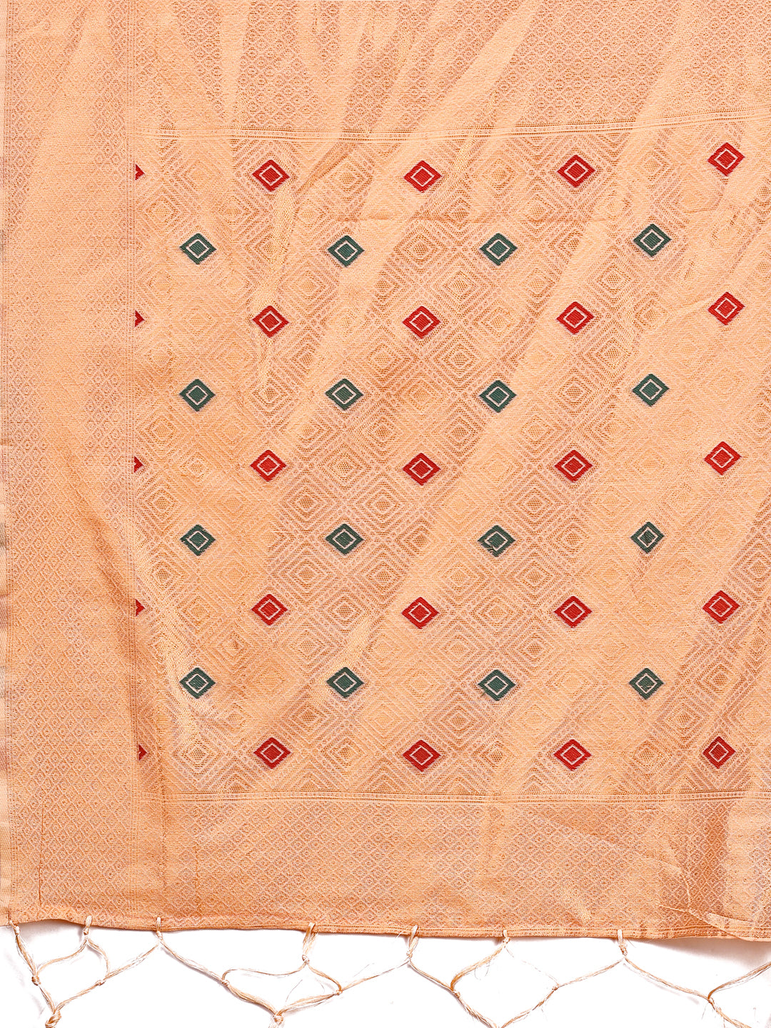 Shree Shyam Fashion Elegant Peach Woven Work Saree - A Whiff of Tradition Wrapped in Grace | Grocsy