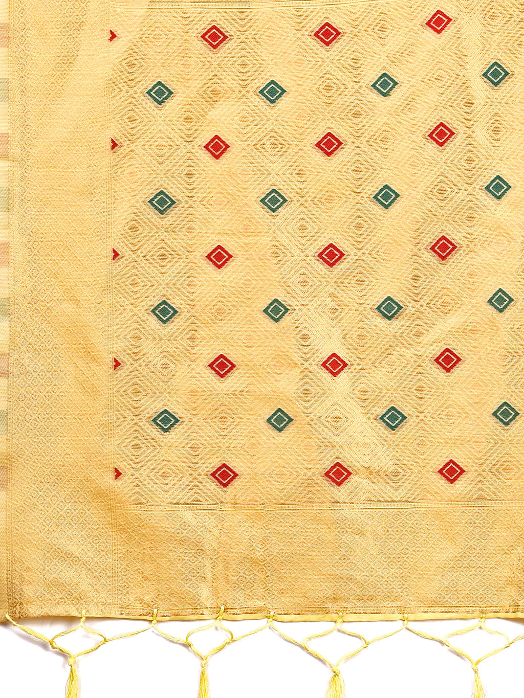 Shree Shyam Fashion Elegant Yellow Woven Work Saree - A Whiff of Tradition Wrapped in Grace | Grocsy