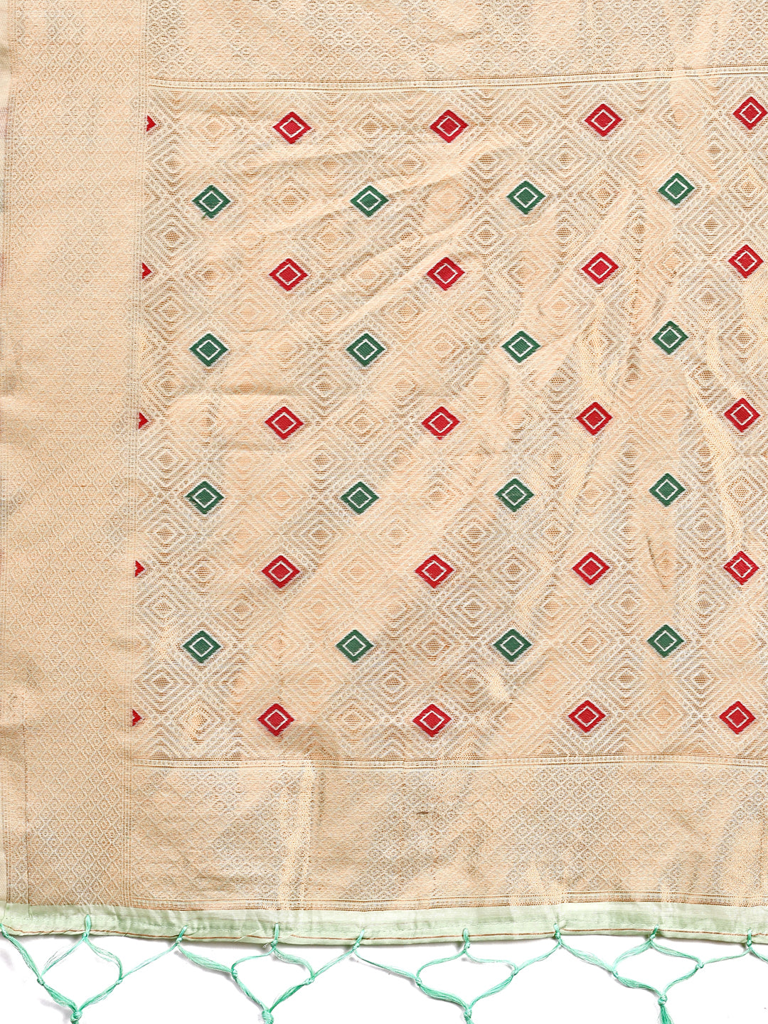 Shree Shyam Fashion Elegant Light Green Woven Work Saree - A Whiff of Tradition Wrapped in Grace | Grocsy