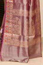 Joban Fashion Purple Saree Tissue Applick With Mirror | Grocsy