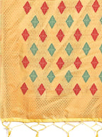 Shree Shyam Fashion Yellow Jacquard Saree with Tassels - Radiate Soft Elegance and Timeless Beauty | Grocsy