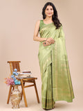 Shree Shyam Fashion Light Green Banarasi silk Woven Zari Work Traditional Tassel Saree | Grocsy