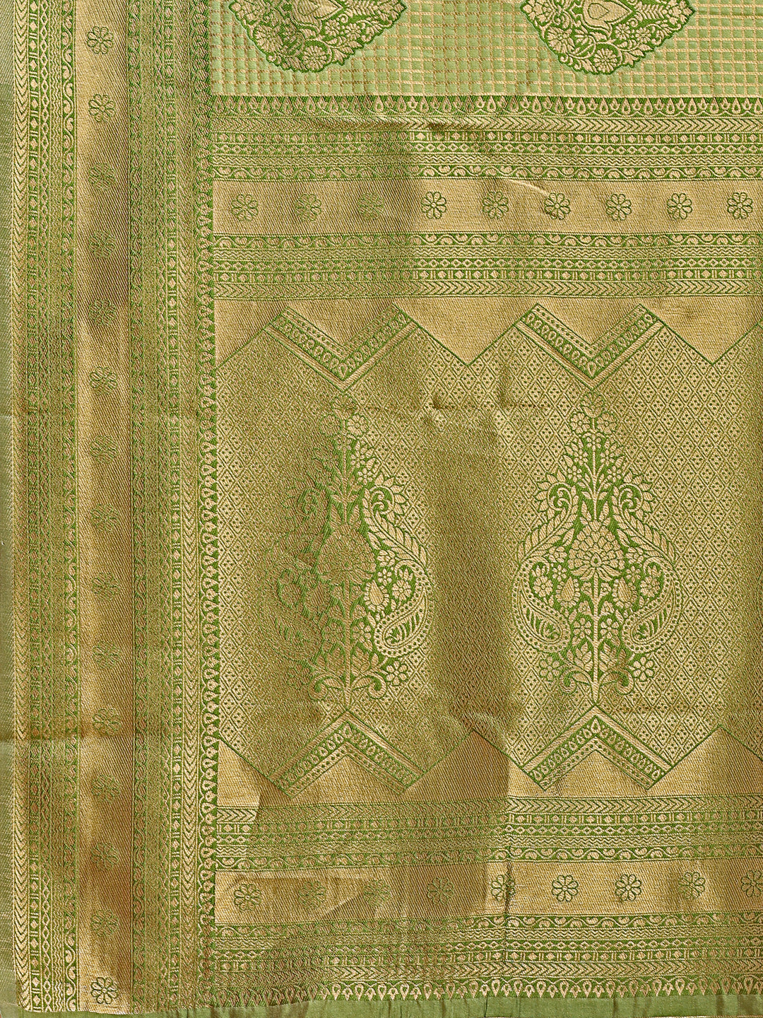 Shree Shyam Fashion Light Green Banarasi silk Woven Zari Work Traditional Tassel Saree | Grocsy
