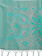 Shree Shyam Fashion Stylish Green Linen Cotton Saree with Woven Design - Lightweight Elegance for Everyday Grace | Grocsy